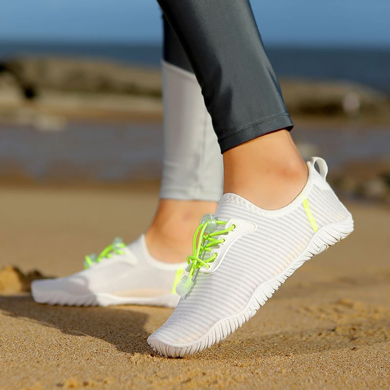 Ribbed Knit Barefoot Water Shoe in use, view 1
