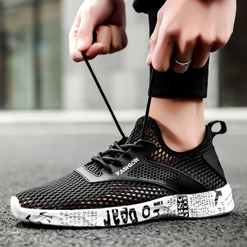 Lace-Up Mesh Beach Sneaker in use, view 1